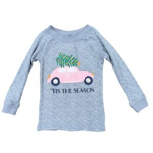 Jaclyn Intimates Toddler Girls 2T Christmas Pajama Top Blue Tis The Season Car